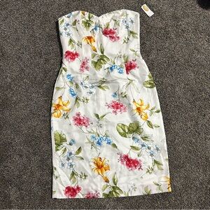 Vintage Talbots pure silk deadstock floral strapless cocktail dress engagement 4